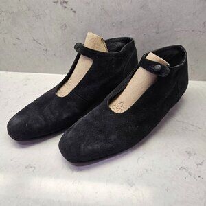 VTG Jean Paul Barriol black suede leather mary janes w/ankle strap